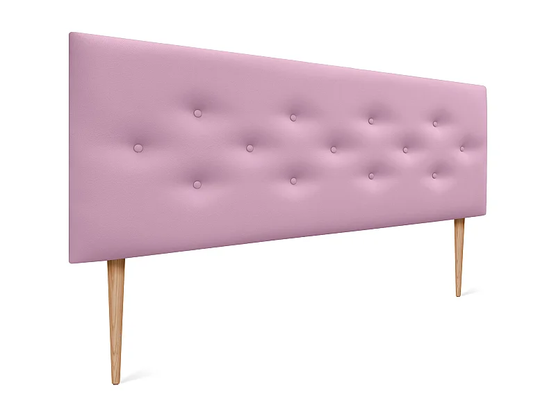 DHOME Tête de lit en simili cuir avec 3 rangées de boutons entrelacés Tête de lit rembourrée pour lit de luxe (Rose, 160cm)