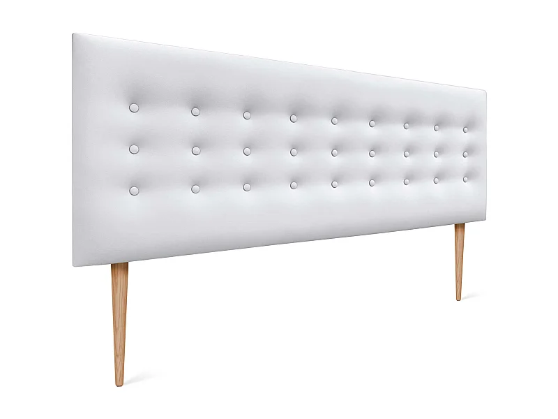 DHOME Tête de lit en simili cuir avec 3 rangées de boutons Tête de lit rembourrée pour lit de luxe (Blanc, 135cm)
