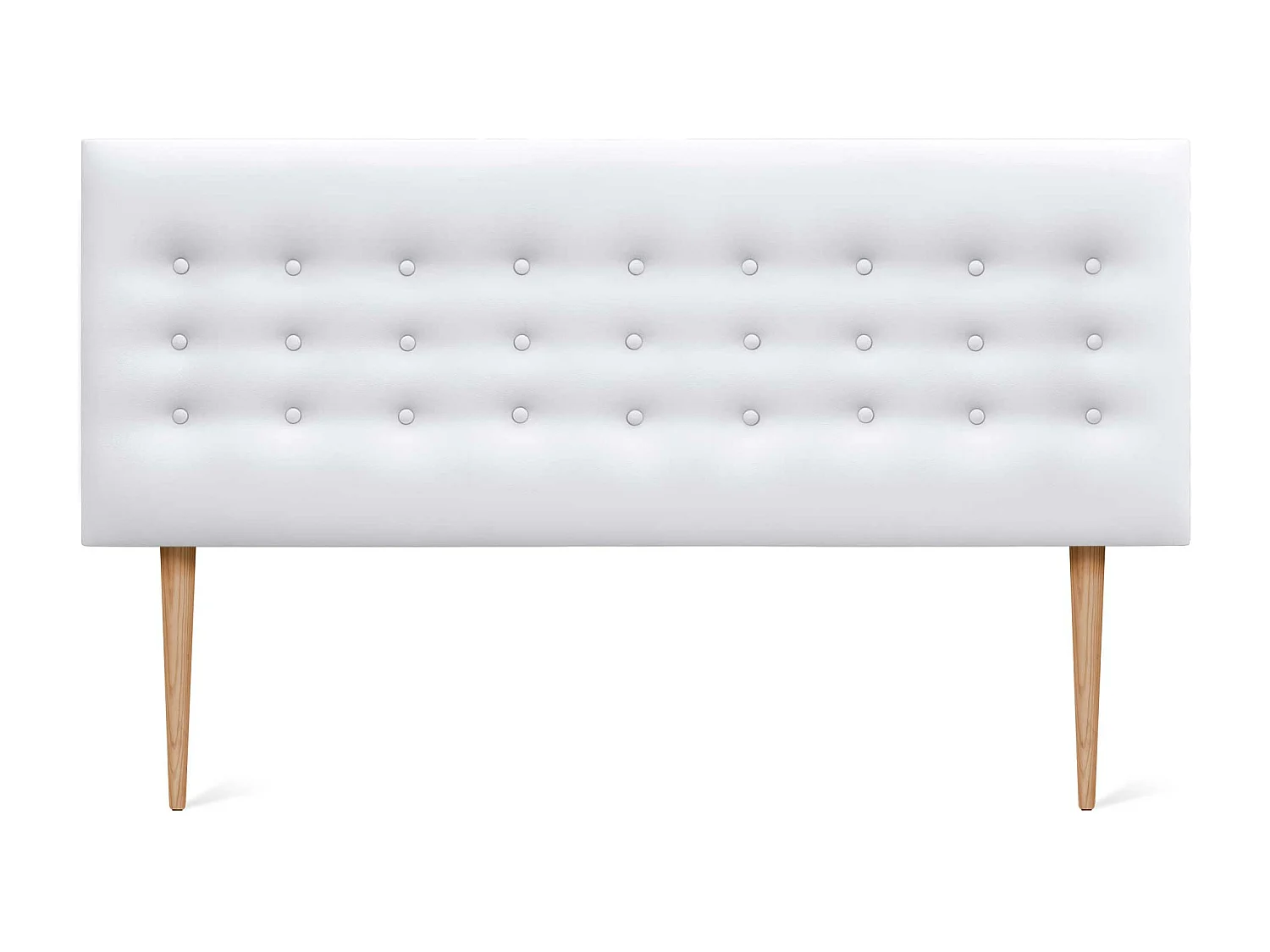 DHOME Kopfteil de Kunstleder mit 3 Knopfreihen und Beinen gepolstertes luxuriöses Bettkopfteil (Blanco, 135cm)