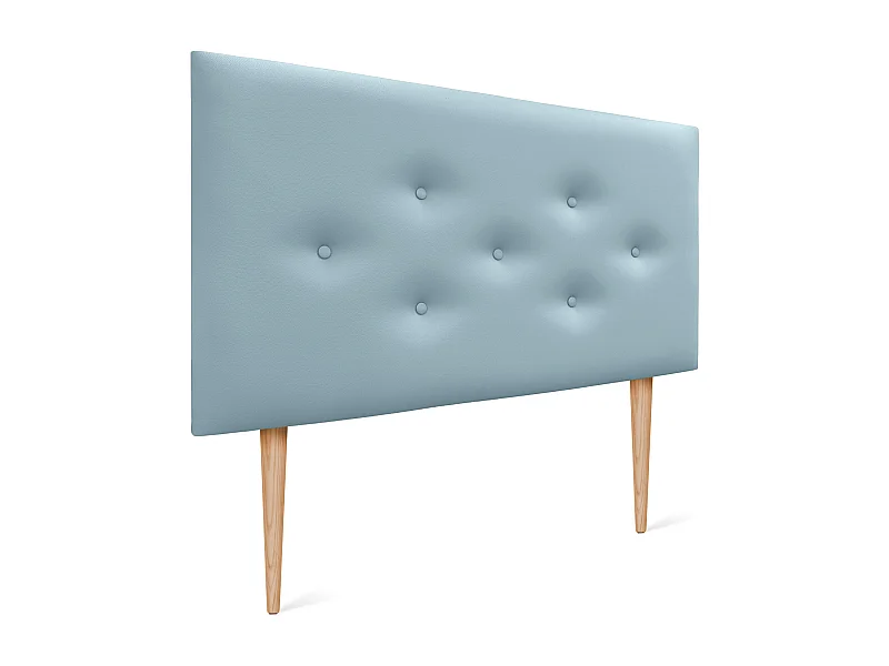 DHOME Kunstlederen hoofdbord met 3 afwisselende rijen knopen en poten, luxe gestoffeerd hoofdeinde (Hemelsblauw, 110cm)