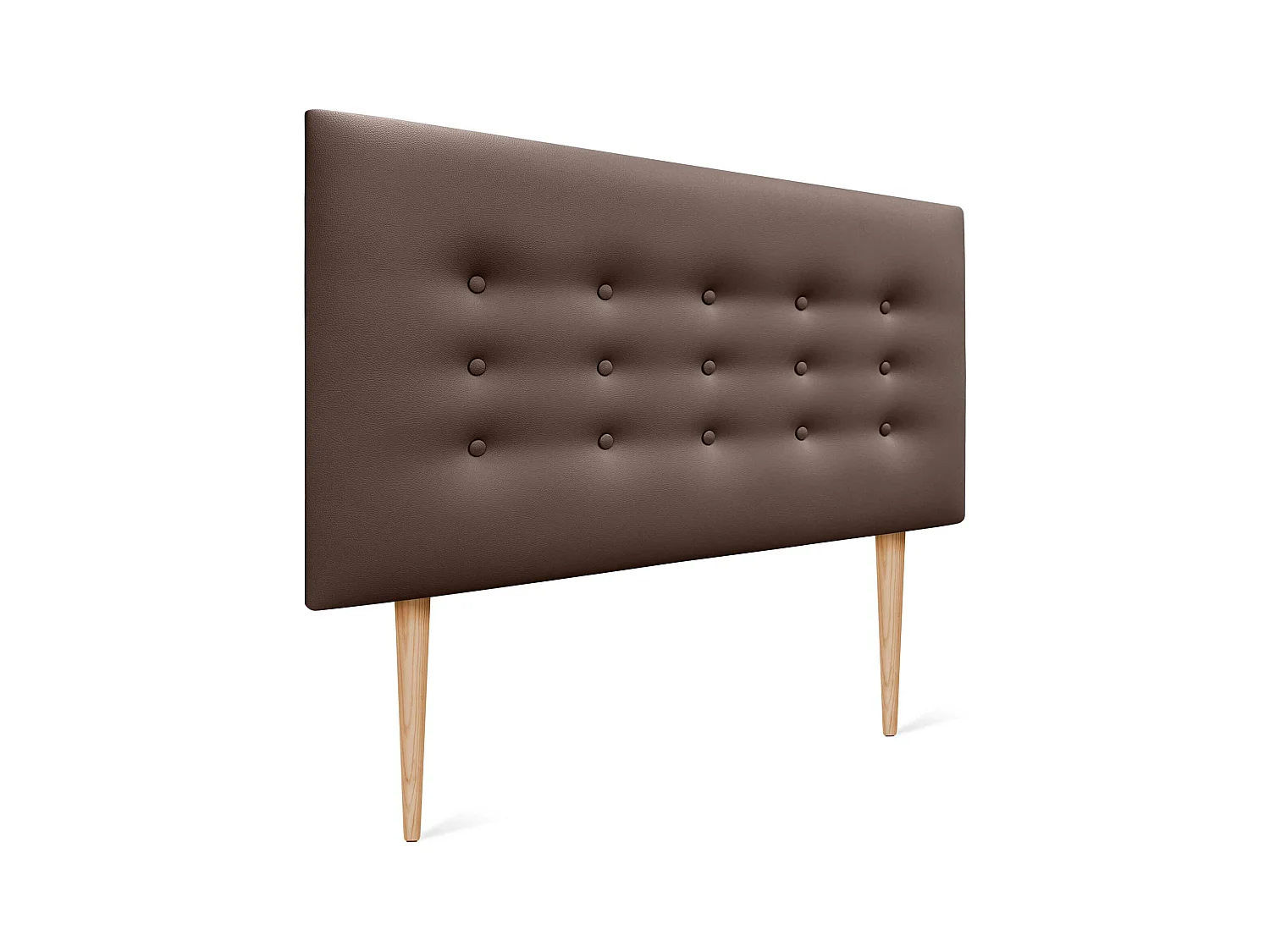 DHOME Testiera in ecopelle con 3 file di bottoni Testiera imbottita per letto di lusso (Cioccolato, 95cm)