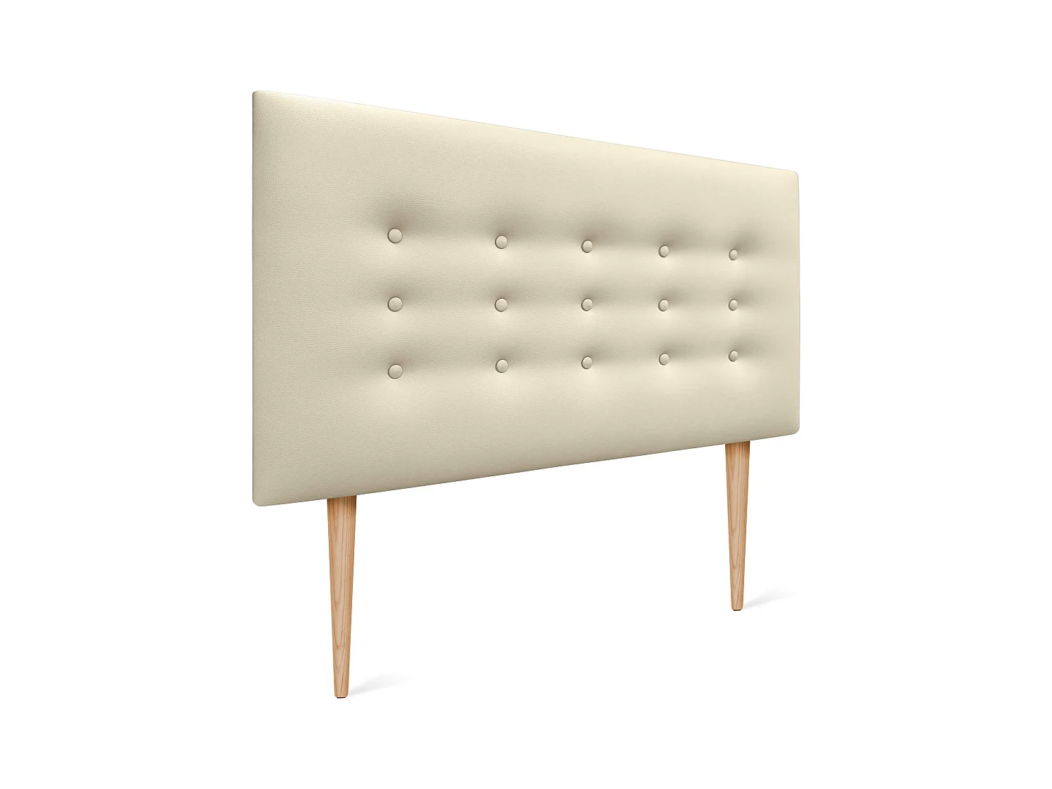 DHOME Testiera in ecopelle con 3 file di bottoni Testiera imbottita per letto di lusso (Vaniglia, 95cm)
