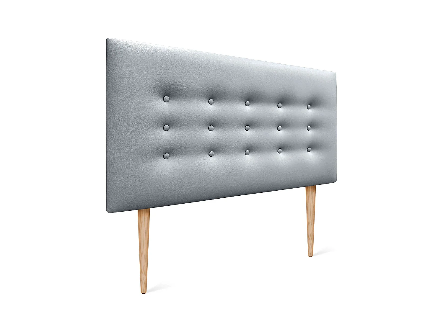 DHOME Testiera in ecopelle con 3 file di bottoni Testiera imbottita per letto di lusso (Argento, 95cm)