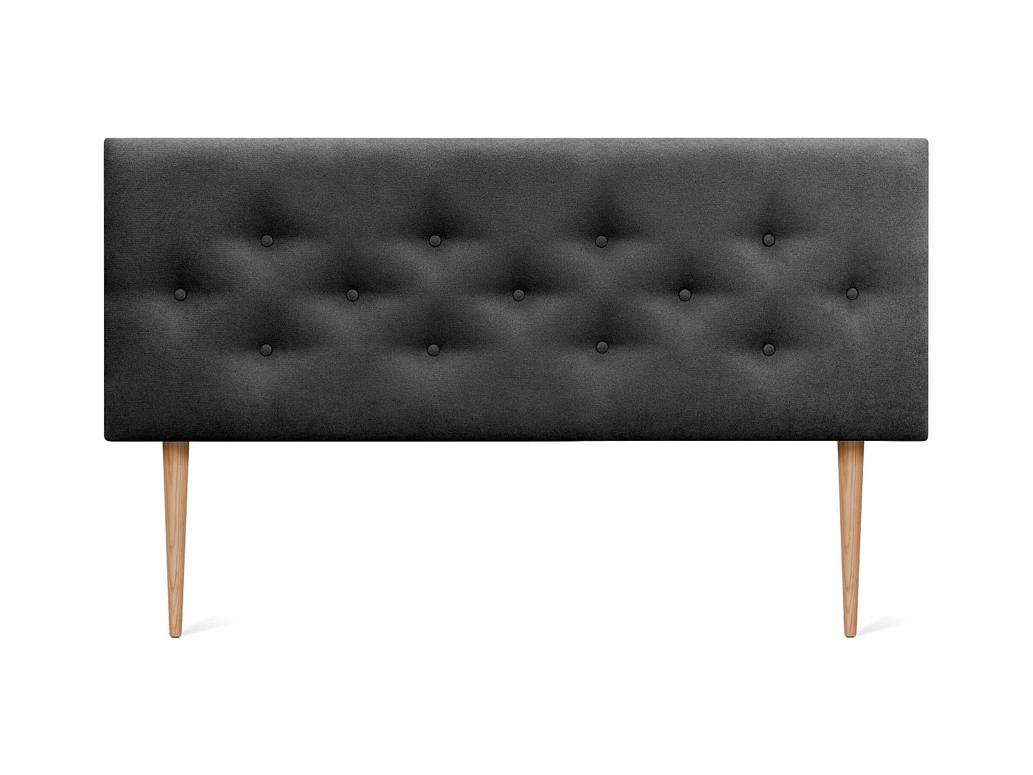 DHOME Tête de Lit en Tissu ACUALINE avec 3 Rangées Entrelacées de Boutons et Pieds Tête de Lit Capitonnée de Luxe(Noir, 160cm)