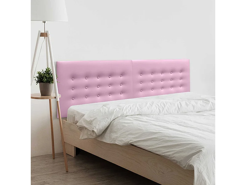 DHOME Testiera in Ecopelle con 3 File di Bottoni Testiera Imbottita Letto di Lusso (Rosa, 220cm (2 pezzi))