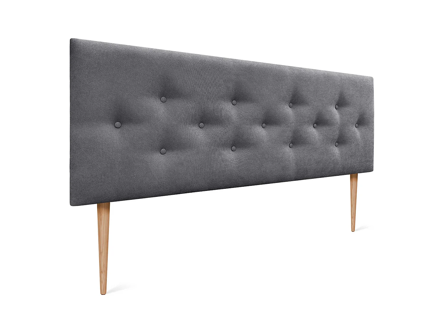 DHOME Tête de Lit en Tissu ACUALINE avec 3 Rangées Entrelacées de Boutons et Pieds Tête de Lit Capitonnée de Luxe(Gris Ceniza, 150cm)