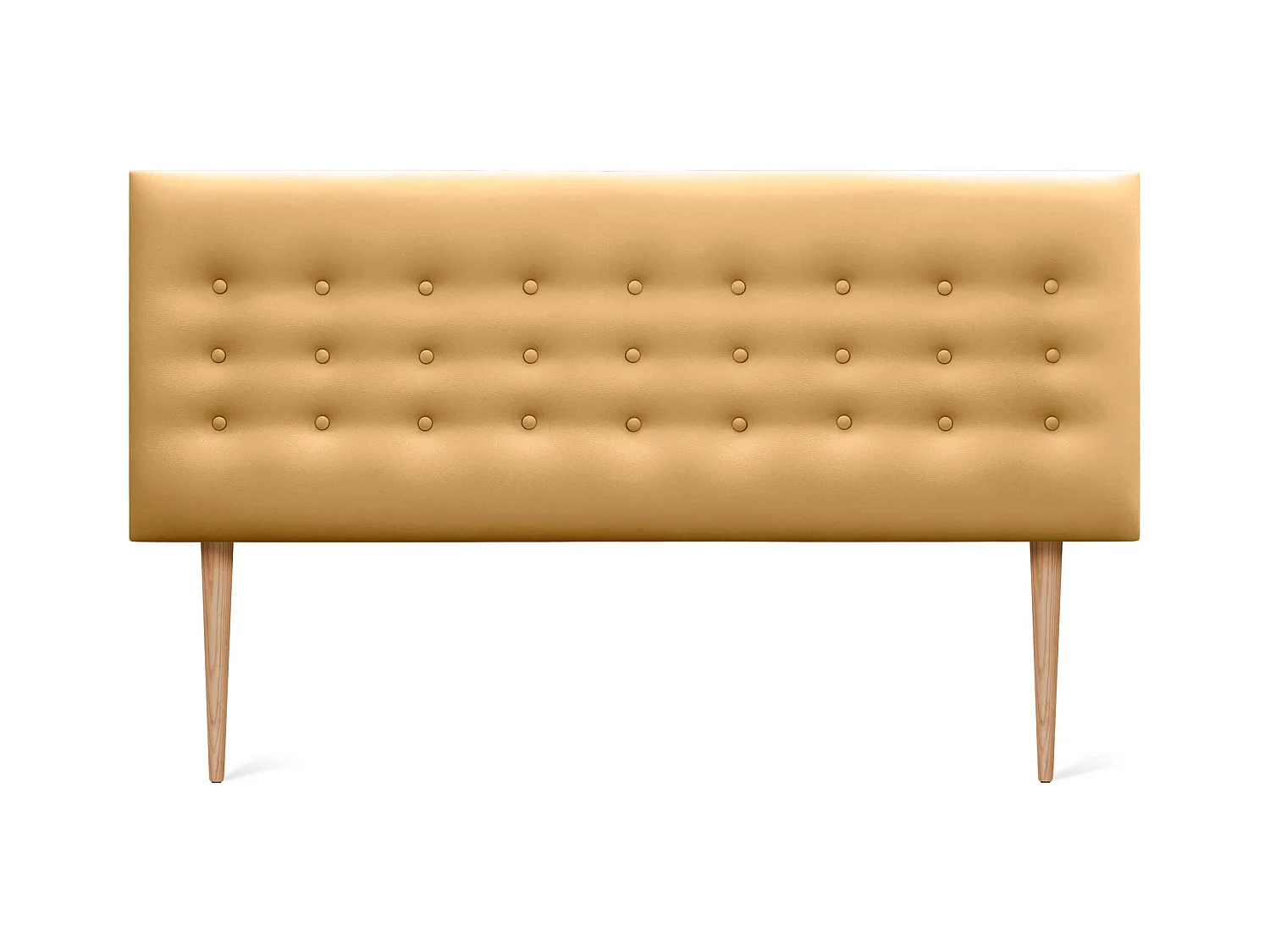 DHOME Testiera in ecopelle con 3 file di bottoni Testiera imbottita per letto di lusso (Dorato, 135cm)