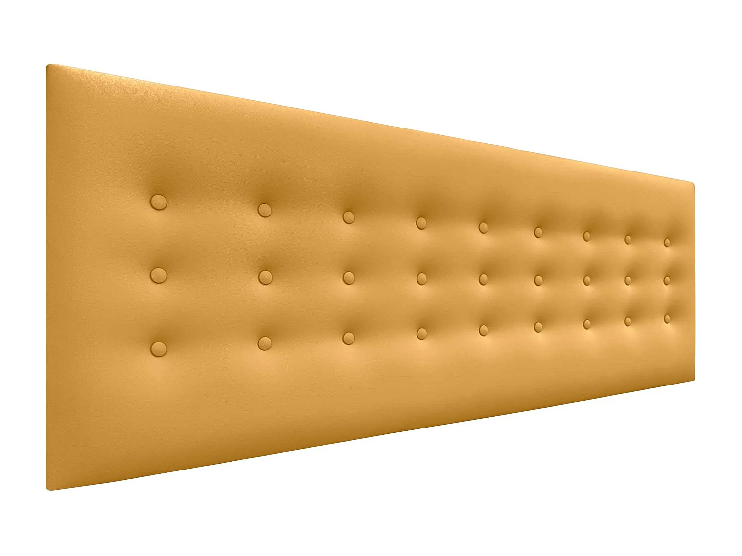 DHOME Tête de Lit en Similicuir avec 3 Rangées de Boutons Tête de Lit Rembourrée de Luxe (Moutarde, 135cm)