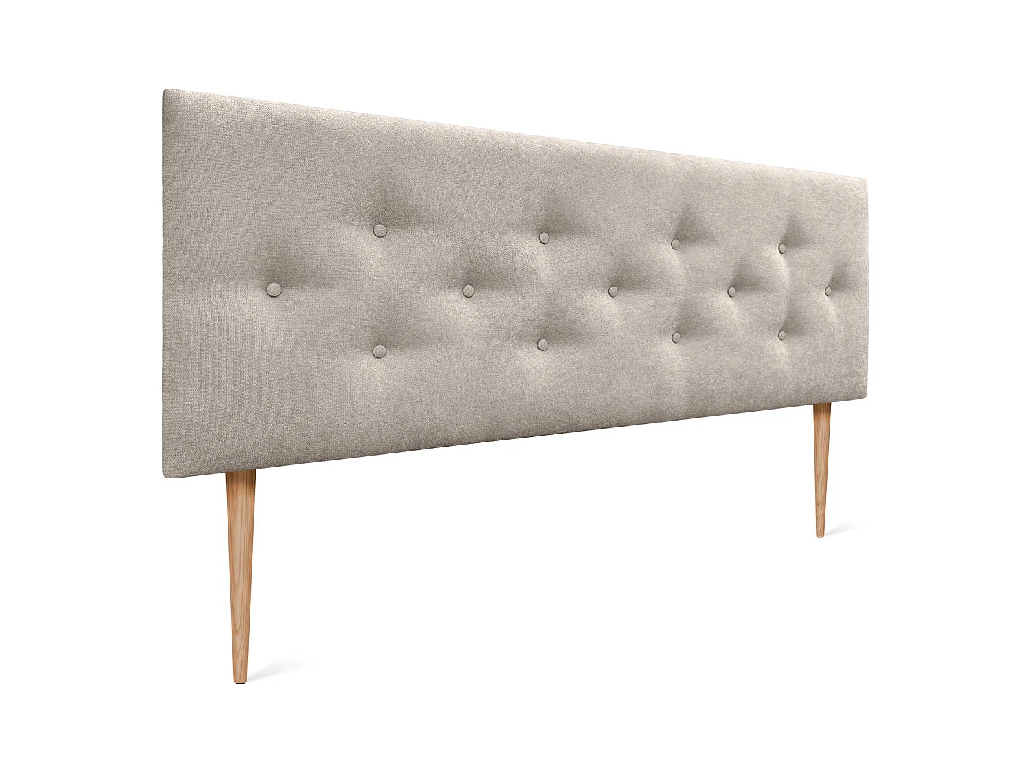 DHOME Tête de Lit en Tissu ACUALINE avec 3 Rangées Entrelacées de Boutons et Pieds Tête de Lit Capitonnée de Luxe(Beige, 135cm)