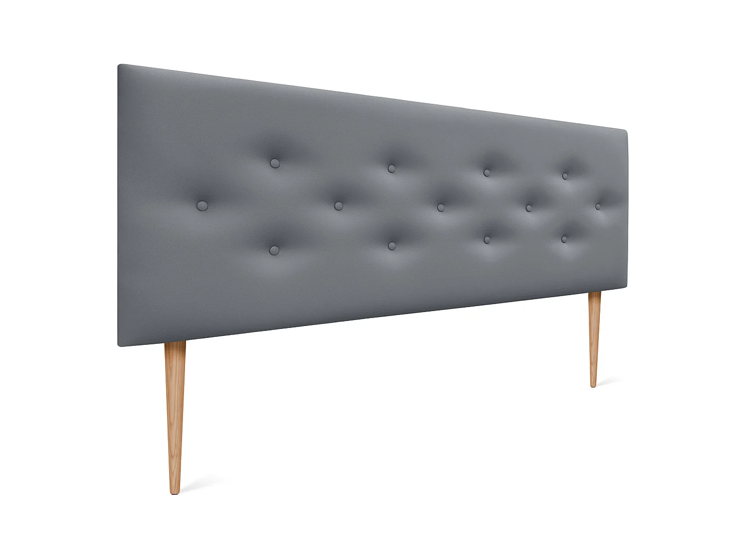 DHOME Tête de lit en simili cuir avec 3 rangées de boutons entrelacés Tête de lit rembourrée pour lit de luxe (Gris, 145cm)