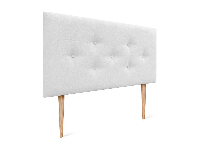 DHOME Tête de Lit en Tissu ACUALINE avec 3 Rangées Entrelacées de Boutons et Pieds Tête de Lit Capitonnée de Luxe(Blanc, 105cm)