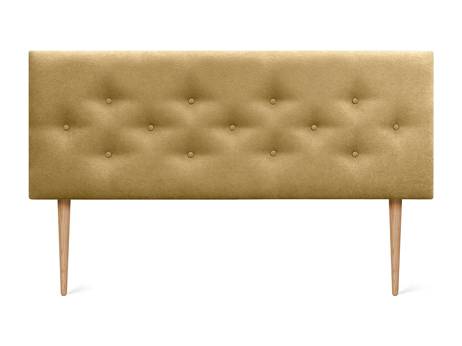 DHOME Tête de Lit en Tissu ACUALINE avec 3 Rangées Entrelacées de Boutons et Pieds Tête de Lit Capitonnée de Luxe(Moutarde, 160cm)