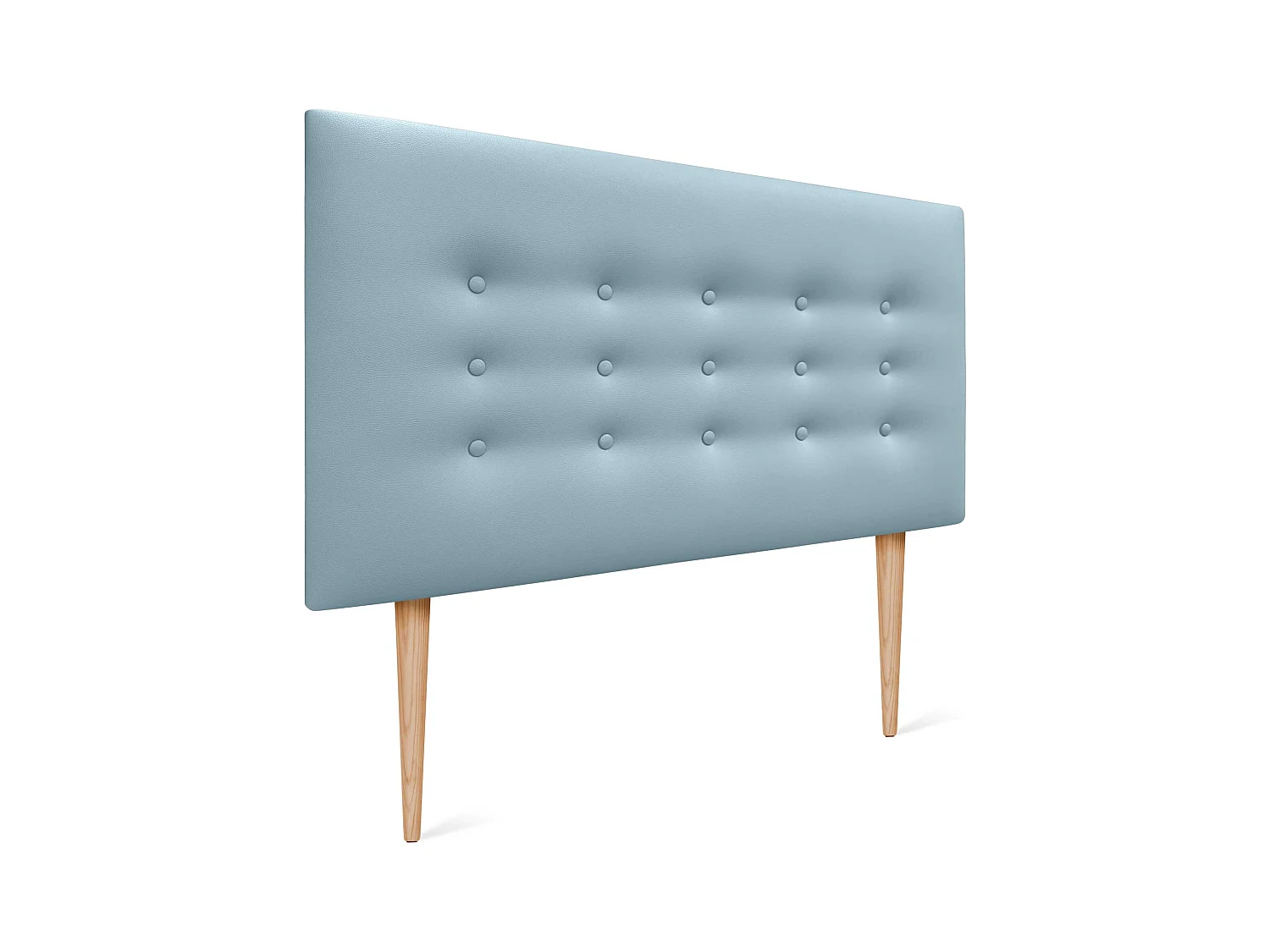 DHOME Testiera in ecopelle con 3 file di bottoni Testiera imbottita per letto di lusso (Celeste, 110cm)