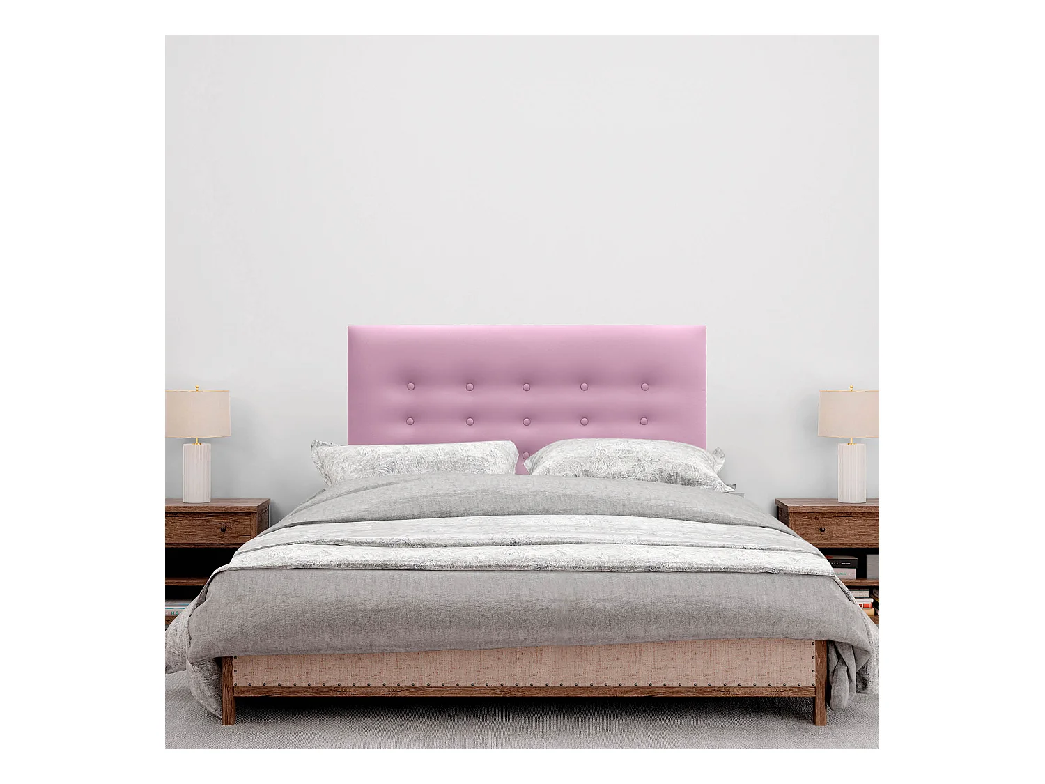 DHOME Testiera in ecopelle con 3 file di bottoni Testiera imbottita per letto di lusso (Rosa, 105cm)