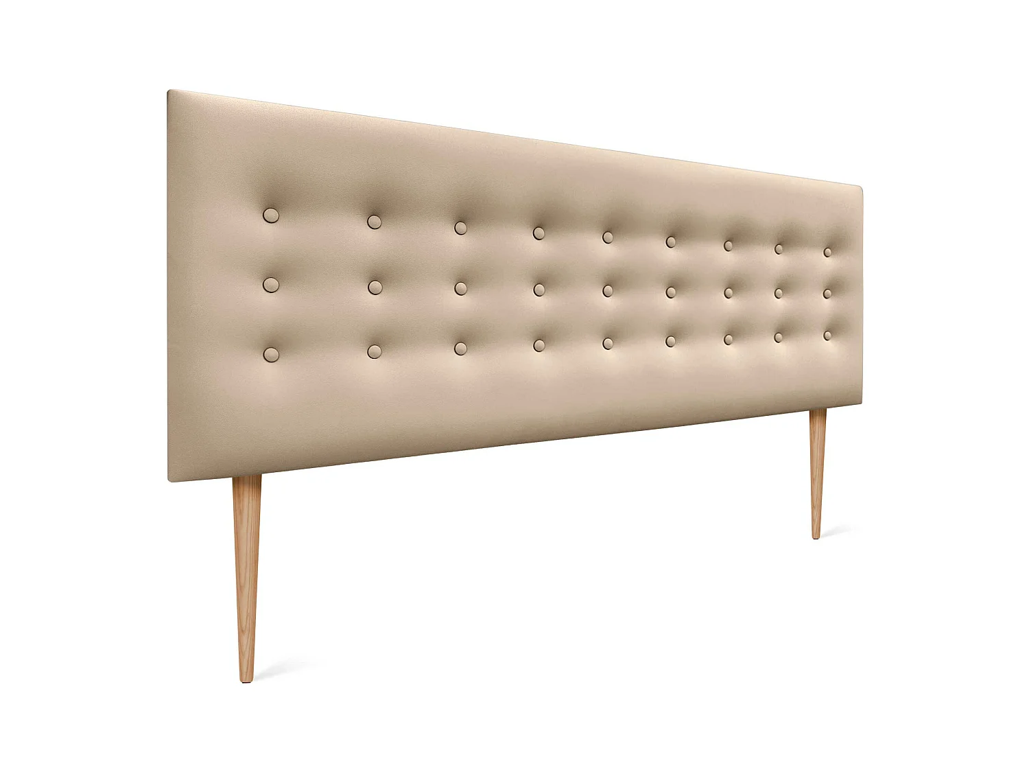 DHOME Testiera in ecopelle con 3 file di bottoni Testiera imbottita per letto di lusso (Champagne, 160cm)