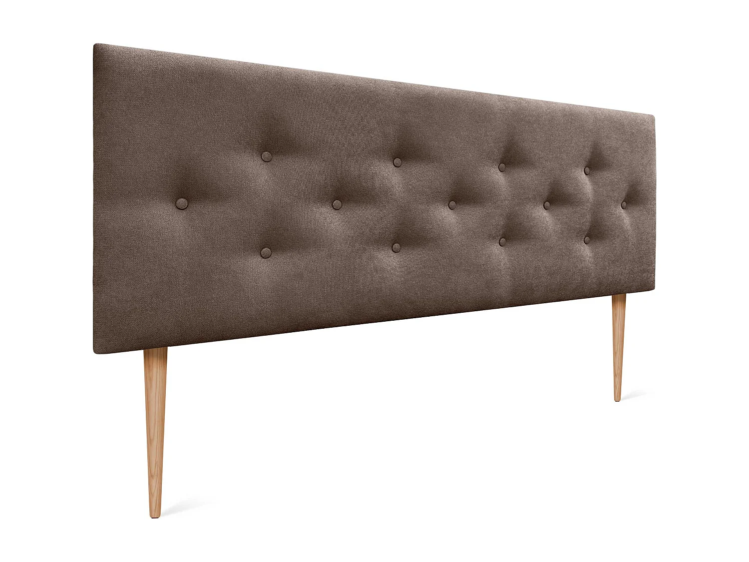 DHOME Tête de Lit en Tissu ACUALINE avec 3 Rangées Entrelacées de Boutons et Pieds Tête de Lit Capitonnée de Luxe(Marrón, 135cm)