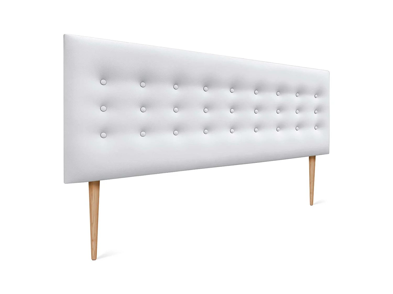 DHOME Testiera in ecopelle con 3 file di bottoni Testiera imbottita per letto di lusso (Bianco, 160cm)