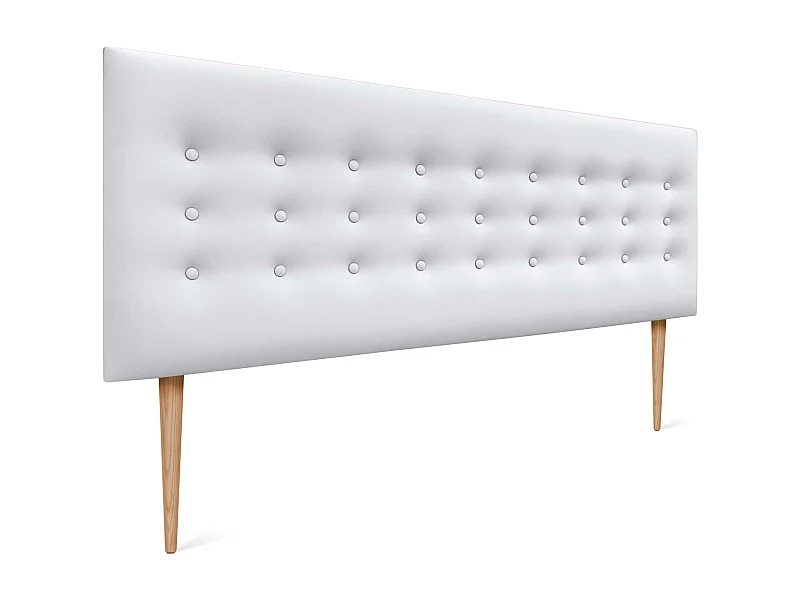 DHOME Tête de lit en simili cuir avec 3 rangées de boutons Tête de lit rembourrée pour lit de luxe (Blanc, 160cm)