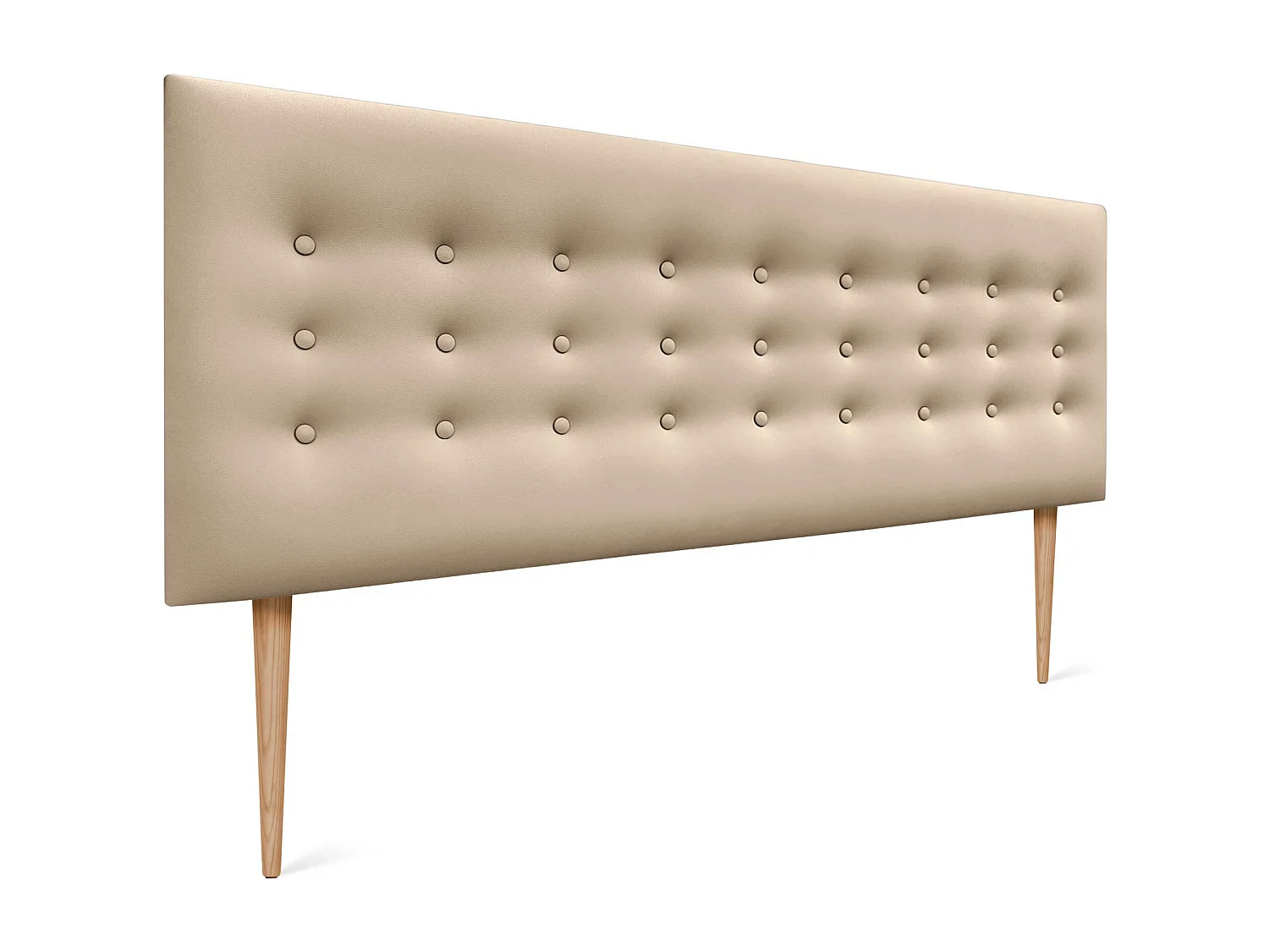 DHOME Hoofdbord de kunstleer met 3 rijen knopen en poten gepolsterd luxe hoofdbord voor bed (Champán, 150cm)