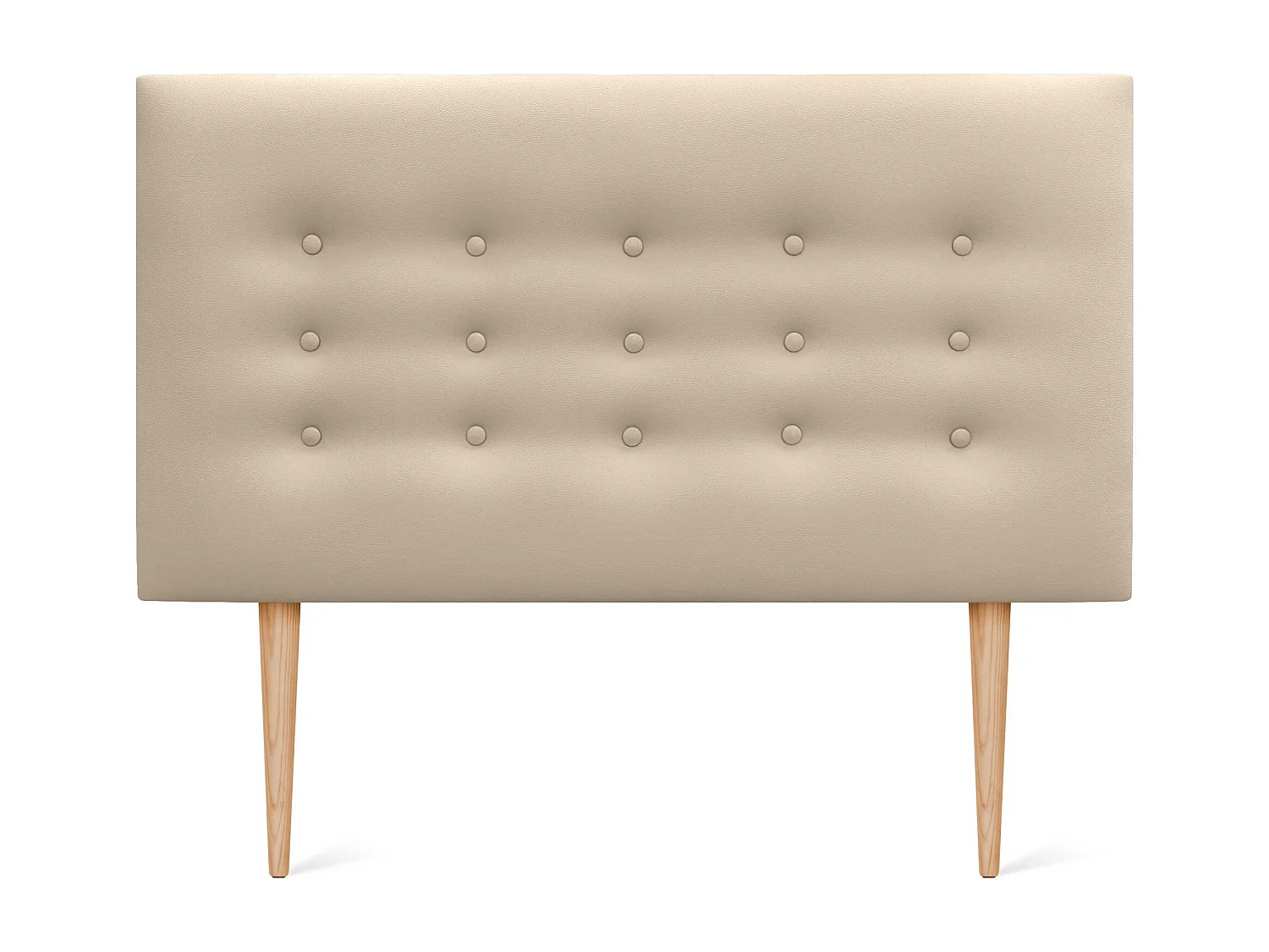 DHOME Testiera in ecopelle con 3 file di bottoni Testiera imbottita per letto di lusso (Beige, 95cm)