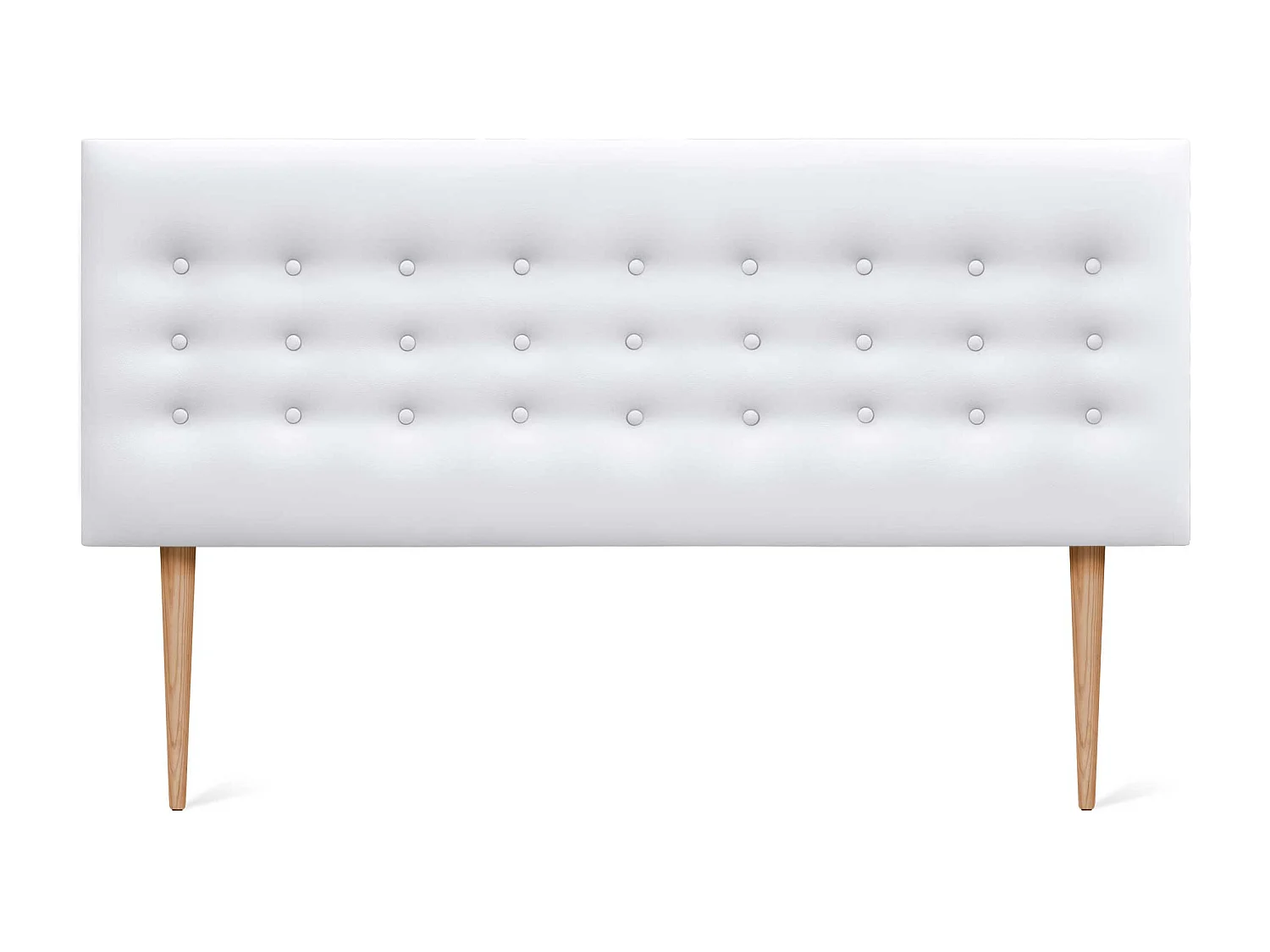 DHOME Tête de lit en simili cuir avec 3 rangées de boutons Tête de lit rembourrée pour lit de luxe (Blanc, 145cm)