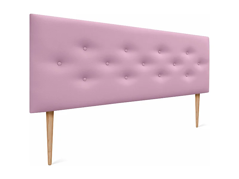 DHOME Tête de lit en simili cuir avec 3 rangées de boutons entrelacés Tête de lit rembourrée pour lit de luxe (Rose, 150cm)