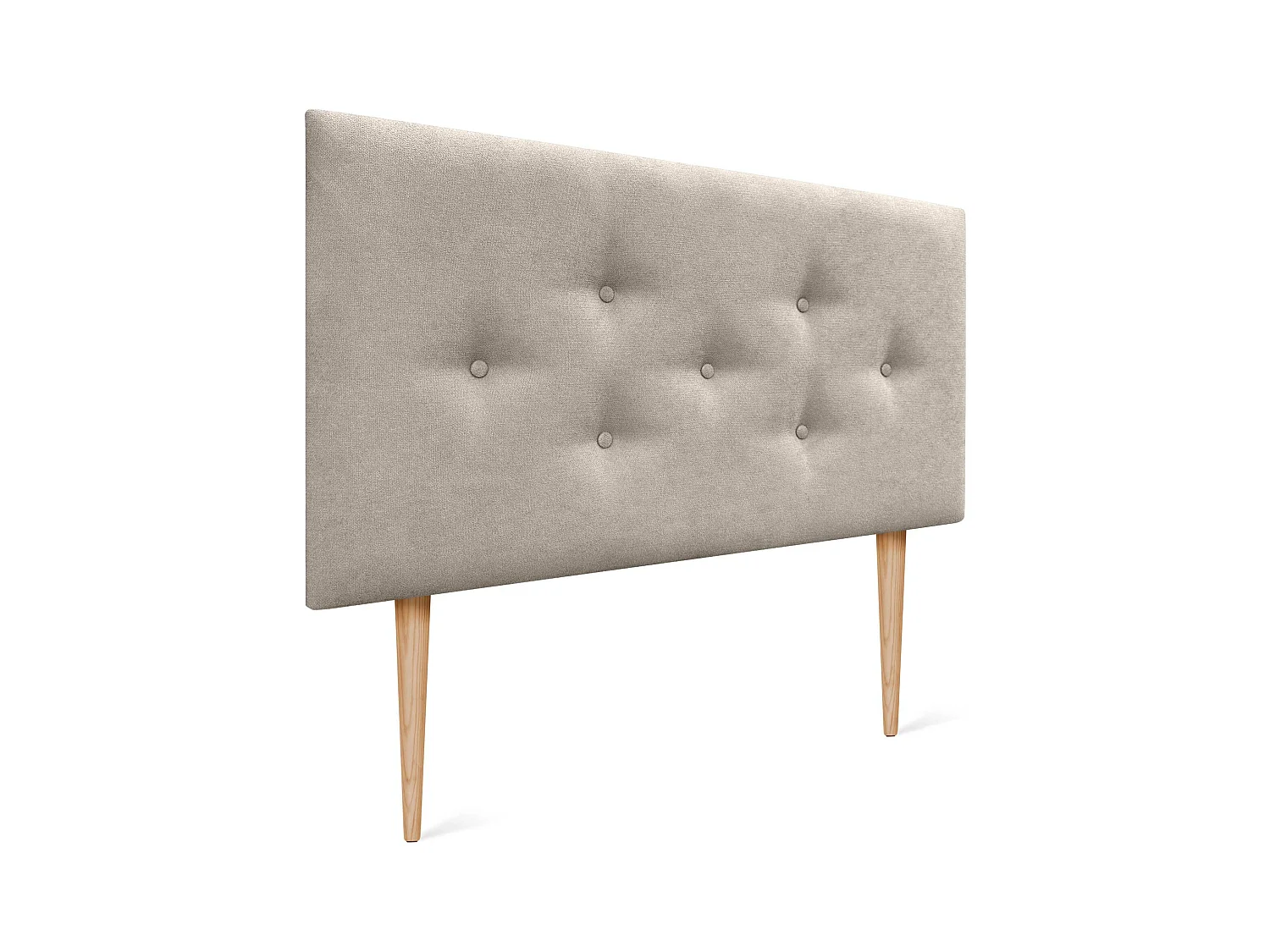 DHOME Tête de Lit en Tissu ACUALINE avec 3 Rangées Entrelacées de Boutons et Pieds Tête de Lit Capitonnée de Luxe(Beige, 95cm)