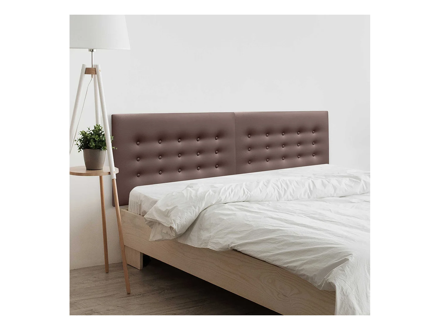 DHOME Kopfteil de Kunstleder mit 3 Knopfreihen gepolstertes luxuriöses Bettkopfteil (Chocolate, 210cm (2 piezas))