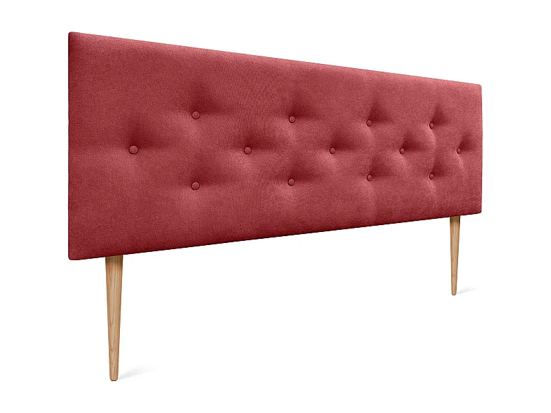 DHOME Kopfteil aus ACUALINE-Stoff mit 3 versetzten Knopf-Reihen und Beinen, luxuriös gepolstertes Bettkopfteil (Rot, 135cm)