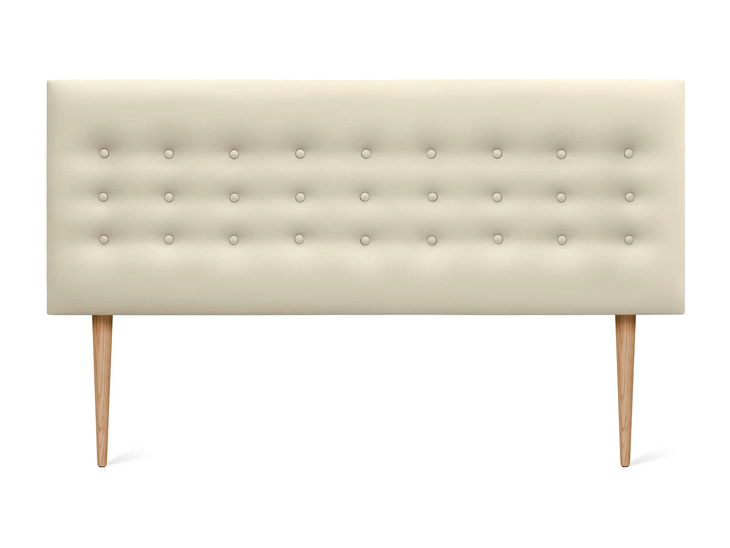 DHOME Tête de lit en simili cuir avec 3 rangées de boutons Tête de lit rembourrée pour lit de luxe (Vanille, 145cm)