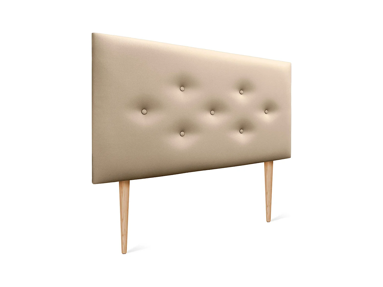 DHOME Cabecero de Polipiel con 3 Hileras Intercaladas de Botones y Patas Cabezal Tapizado Cama Lujo (Champán, 90cm)