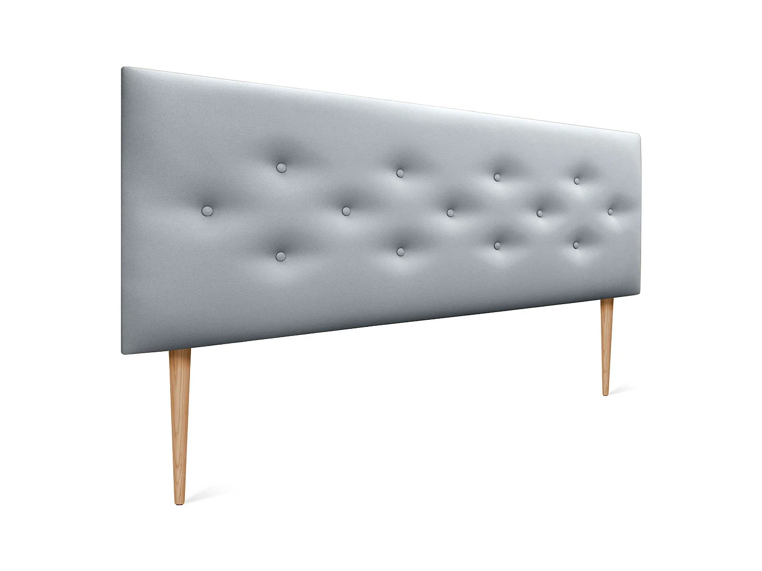 DHOME Tête de lit en simili cuir avec 3 rangées de boutons entrelacés Tête de lit rembourrée pour lit de luxe (Argent, 135cm)