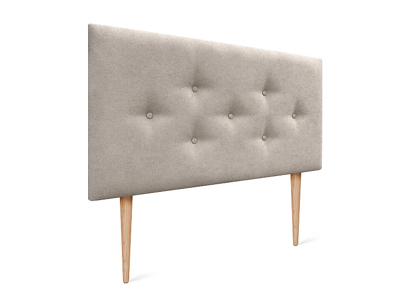 DHOME Kopfteil aus ACUALINE-Stoff mit 3 versetzten Knopf-Reihen und Beinen, luxuriös gepolstertes Bettkopfteil (Beige, 105cm)