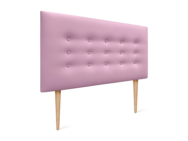 DHOME Testiera in ecopelle con 3 file di bottoni Testiera imbottita per letto di lusso (Rosa, 95cm)
