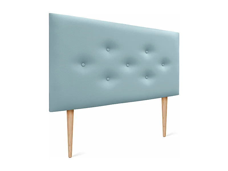 DHOME Kunstlederen hoofdbord met 3 afwisselende rijen knopen en poten, luxe gestoffeerd hoofdeinde (Hemelsblauw, 105cm)