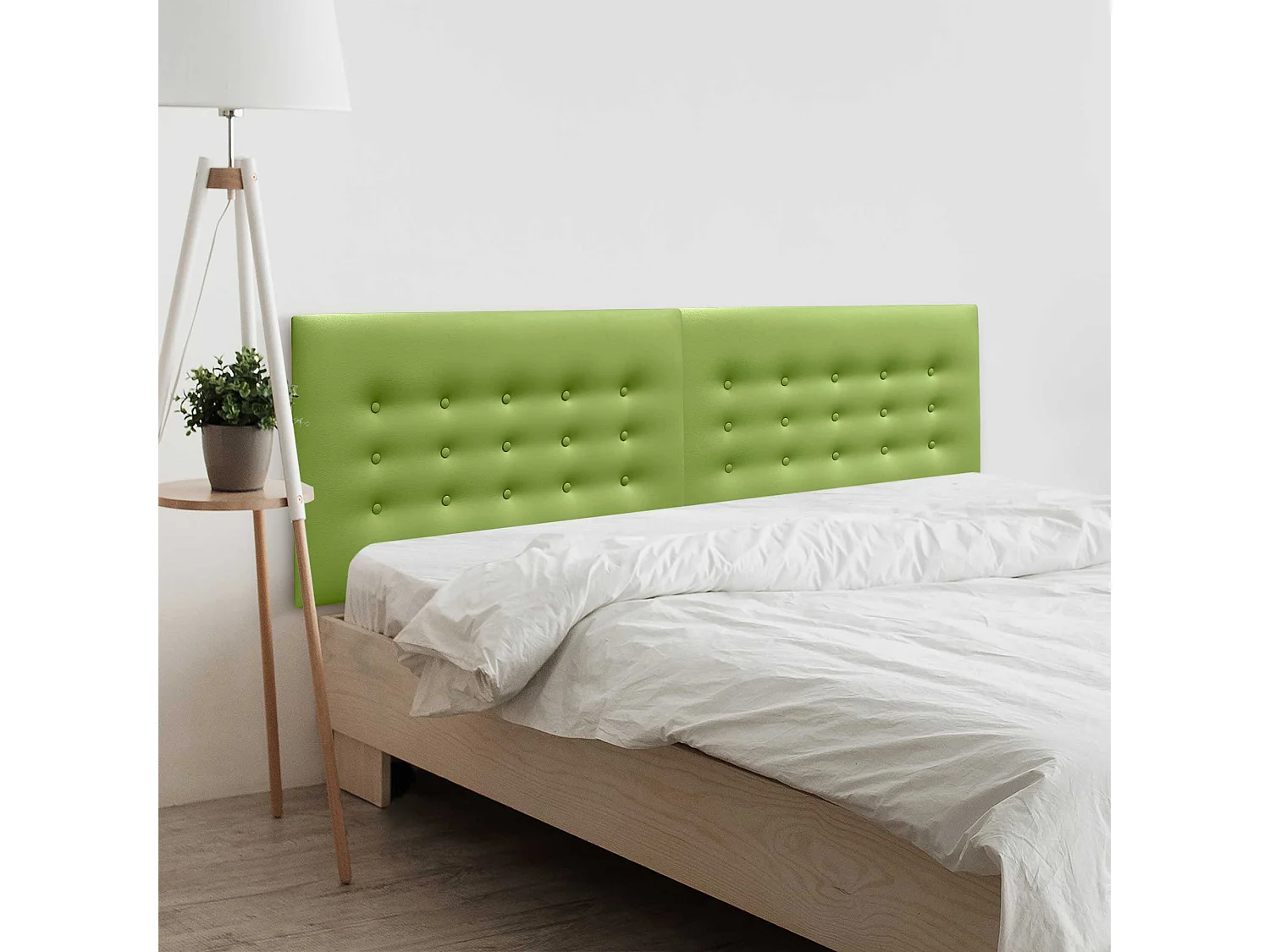 DHOME Cabeceira de Polipele com 3 Fileiras de Botões Cabeceira Estofada de Cama Luxuosa (Verde, 220cm (2 peças))