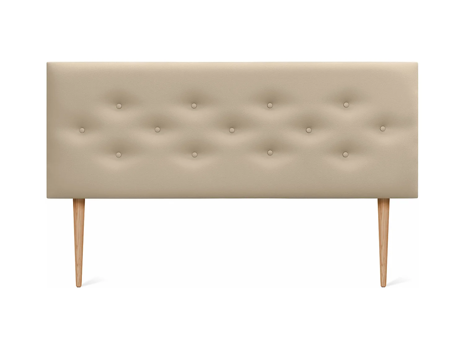 DHOME Tête de lit en simili cuir avec 3 rangées de boutons entrelacés Tête de lit rembourrée pour lit de luxe (Beige, 145cm)
