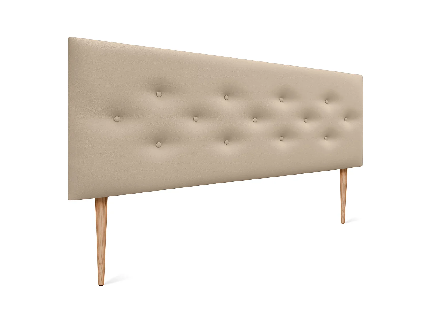 DHOME Tête de lit en simili cuir avec 3 rangées de boutons entrelacés Tête de lit rembourrée pour lit de luxe (Beige, 145cm)