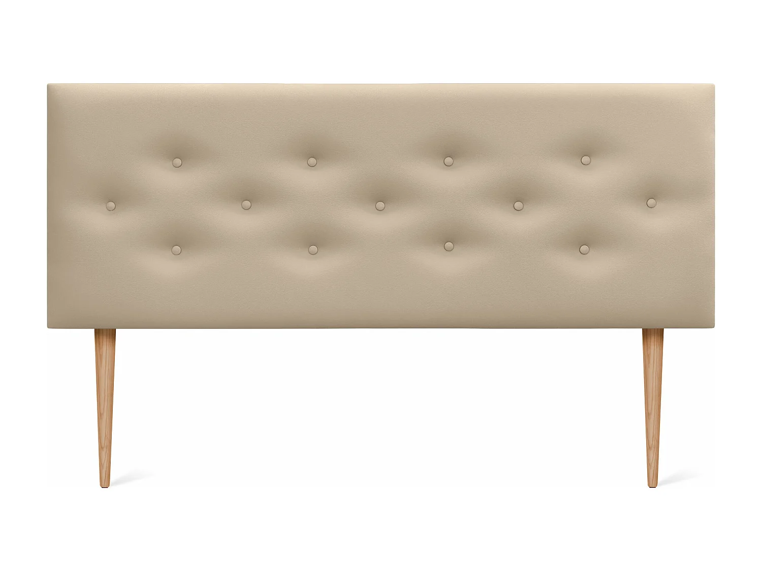 DHOME Tête de lit en simili cuir avec 3 rangées de boutons entrelacés Tête de lit rembourrée pour lit de luxe (Beige, 145cm)
