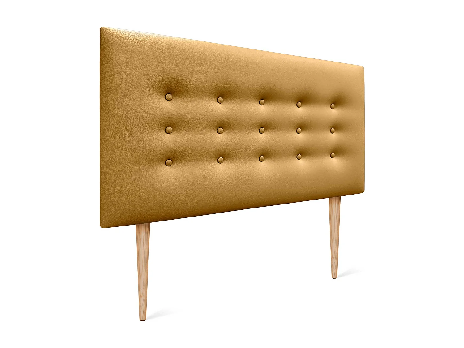 DHOME Tête de lit en simili cuir avec 3 rangées de boutons Tête de lit rembourrée pour lit de luxe (Doré, 90cm)