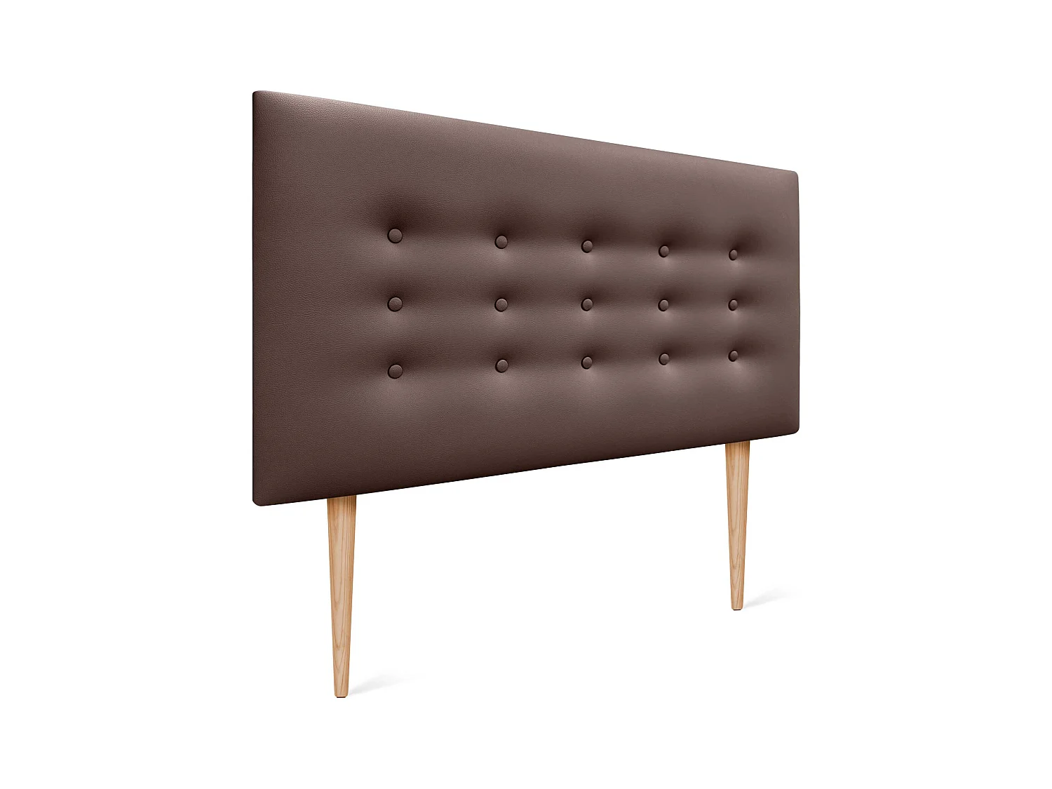 DHOME Testiera in ecopelle con 3 file di bottoni Testiera imbottita per letto di lusso (Cioccolato, 105cm)