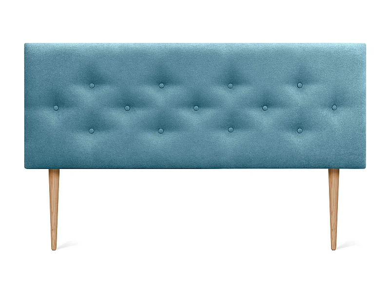 DHOME Hoofdbord van ACUALINE-stof met 3 verspringende rijen knopen en poten, luxe gestoffeerd bedhoofdbord (Turkoois, 145cm)