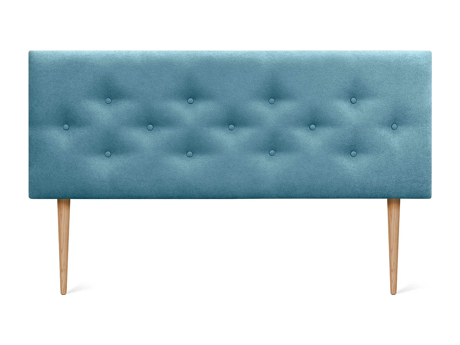 DHOME Tête de Lit en Tissu ACUALINE avec 3 Rangées Entrelacées de Boutons et Pieds Tête de Lit Capitonnée de Luxe(Turquoise, 145cm)
