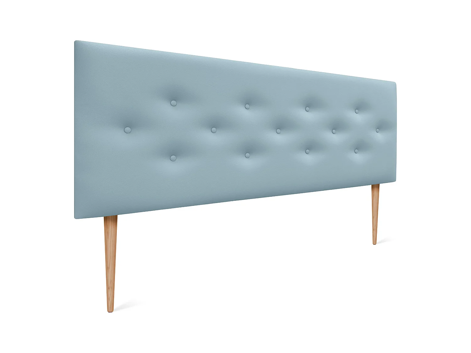 DHOME Tête de lit en simili cuir avec 3 rangées de boutons entrelacés Tête de lit rembourrée pour lit de luxe (Ciel, 135cm)