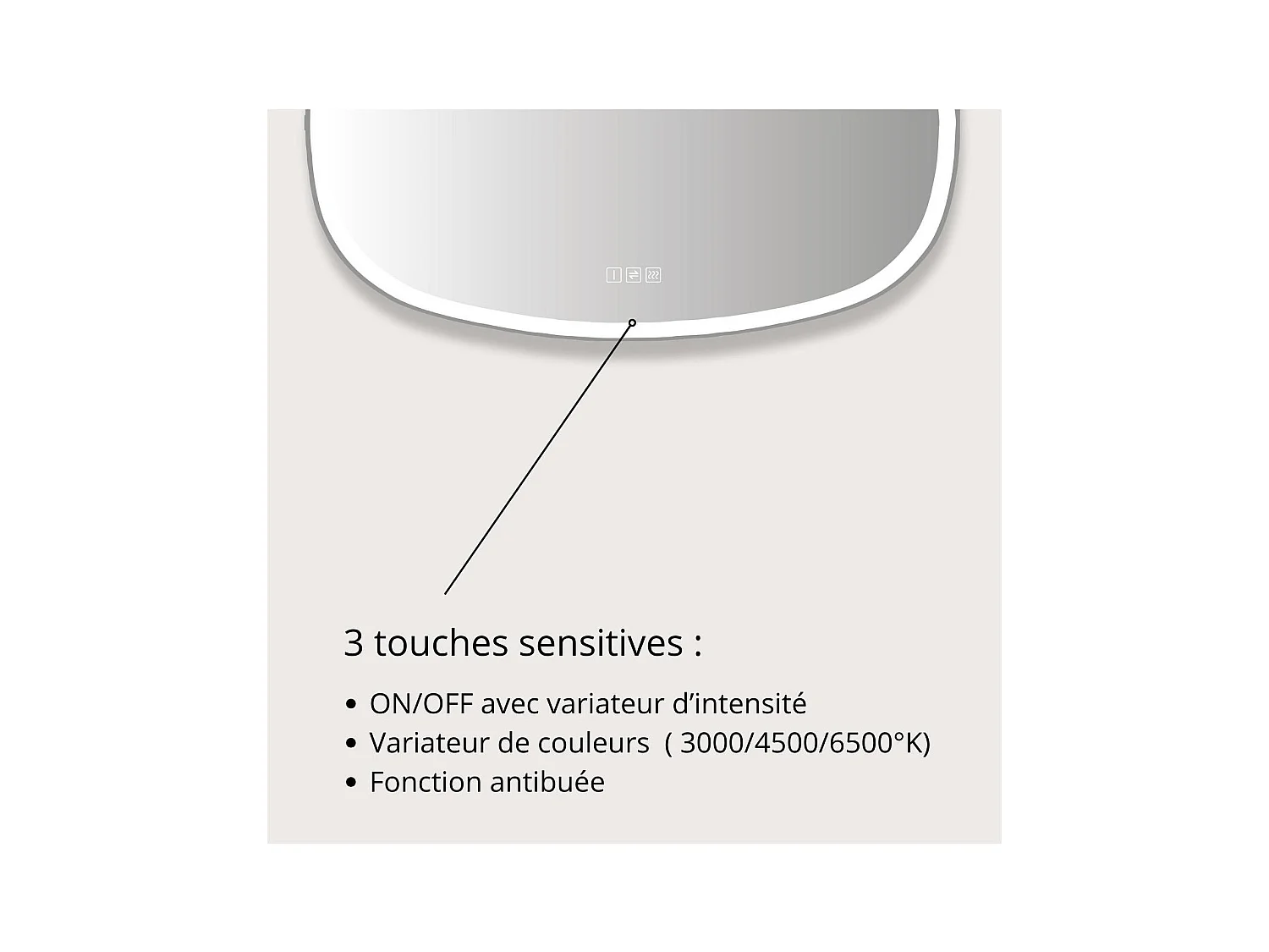 Organischer LED-Spiegel 80x120cm mit Hintergrundbeleuchtung VELORE