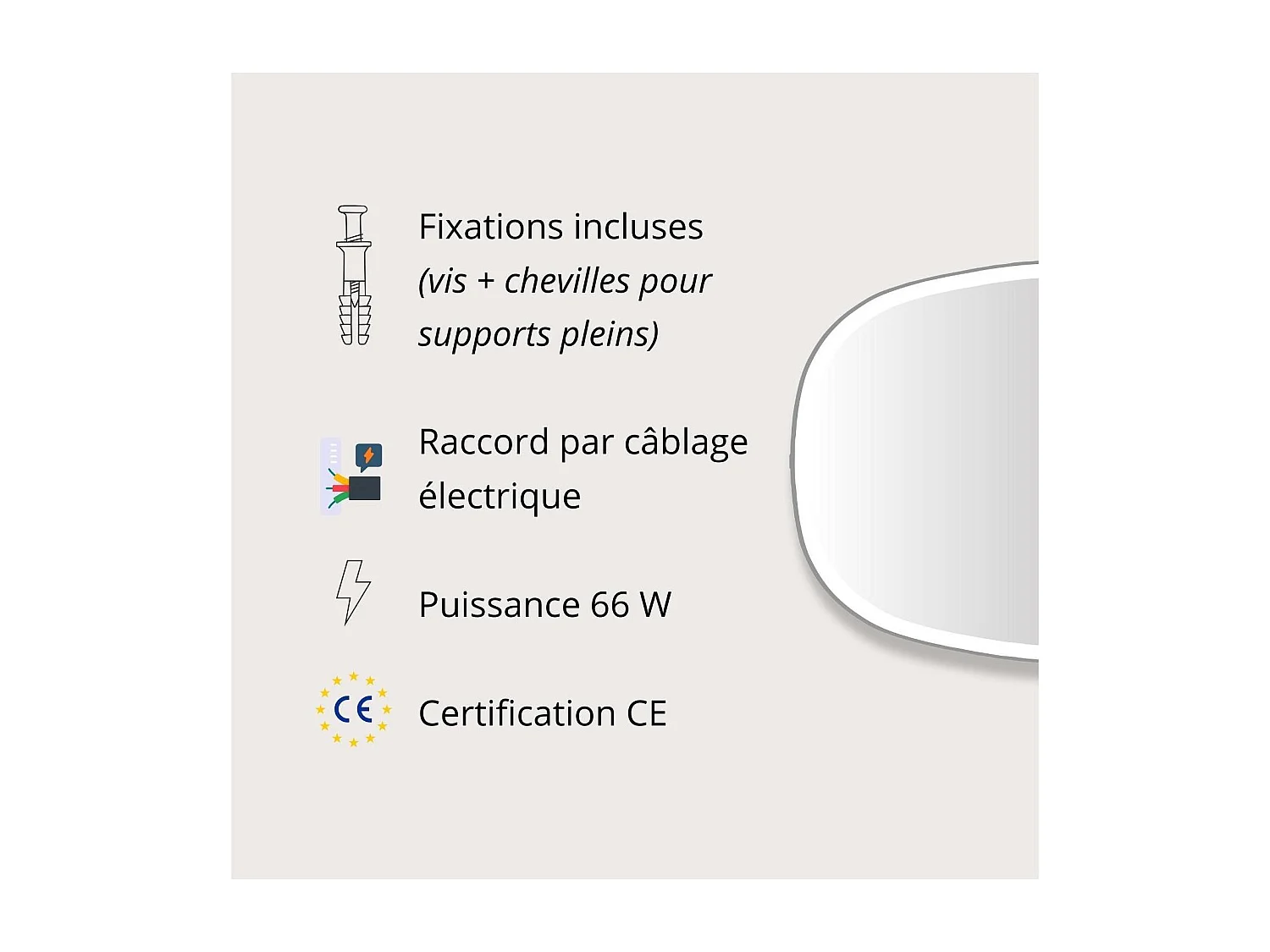 Specchio LED organico 80x120cm con retroilluminazione VELORE