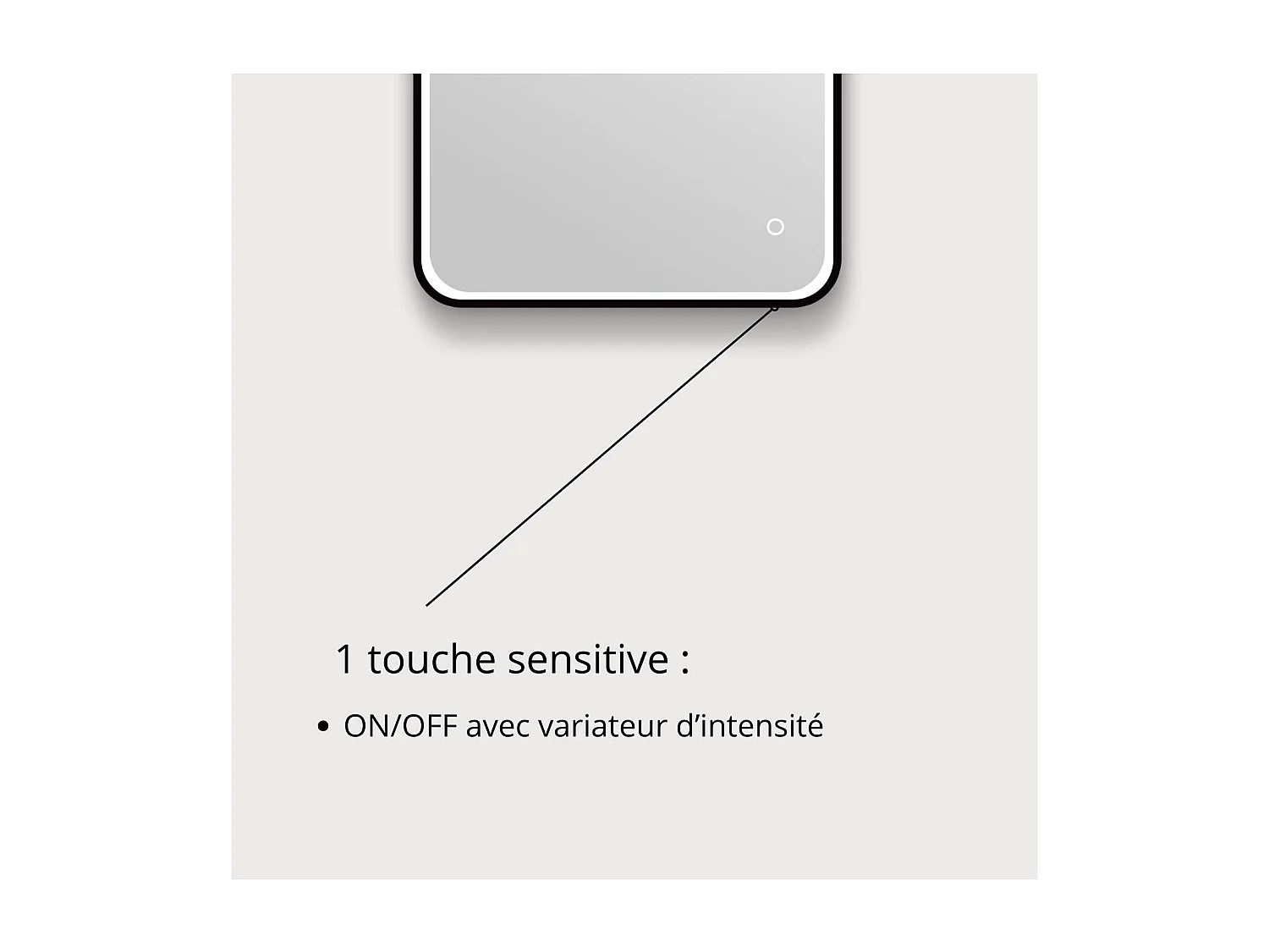 Rechthoekige LED-spiegel 90x40cm met zwart aluminium frame NEBIA