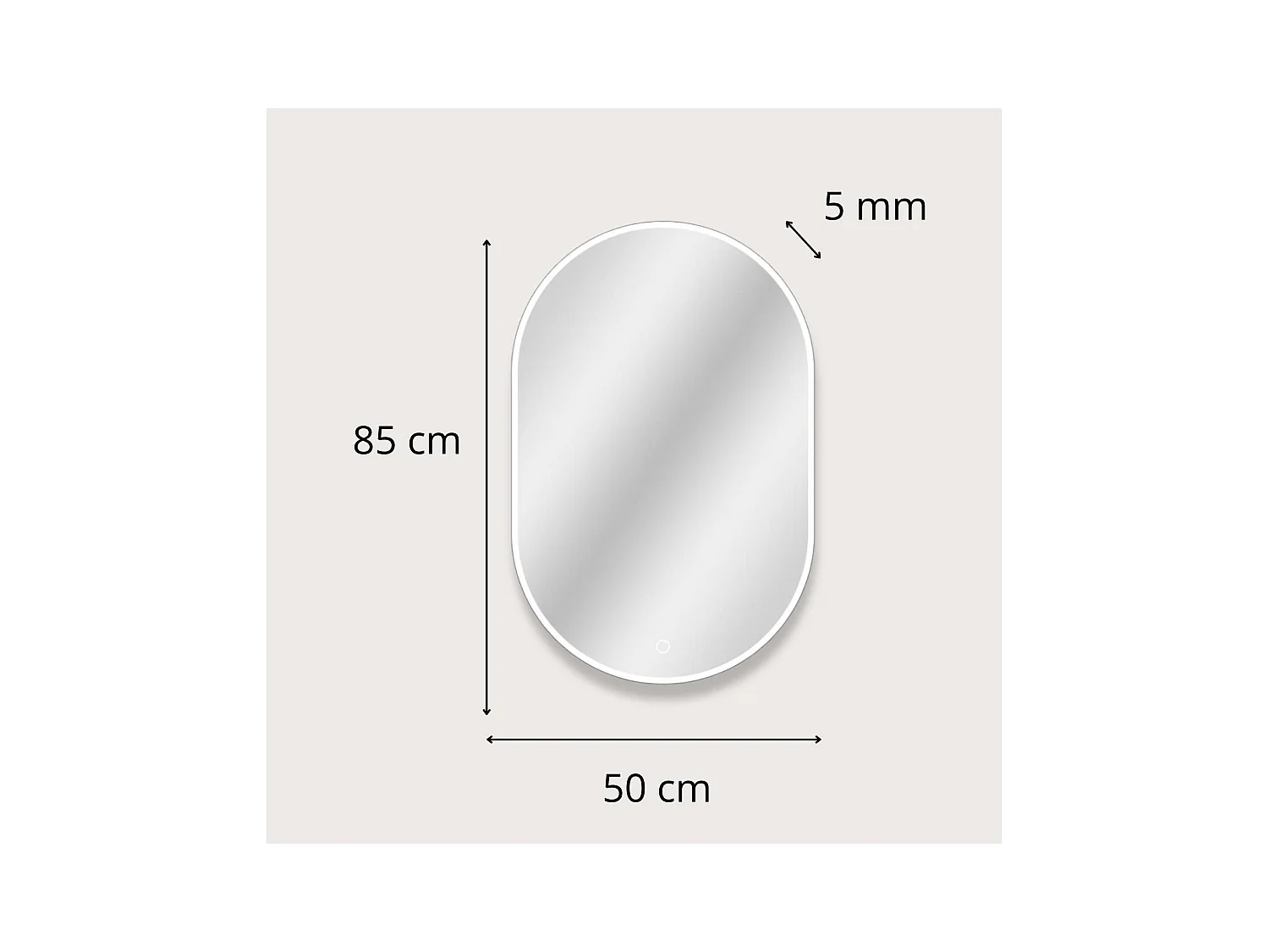 Ovaler LED-Spiegel 85x50cm mit Hintergrundbeleuchtung LUMEA