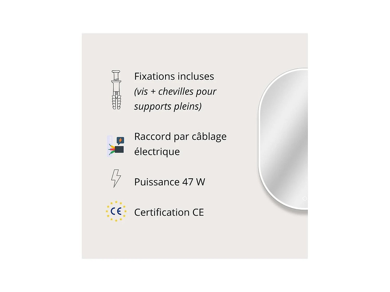 Ovaler LED-Spiegel 85x50cm mit Hintergrundbeleuchtung LUMEA