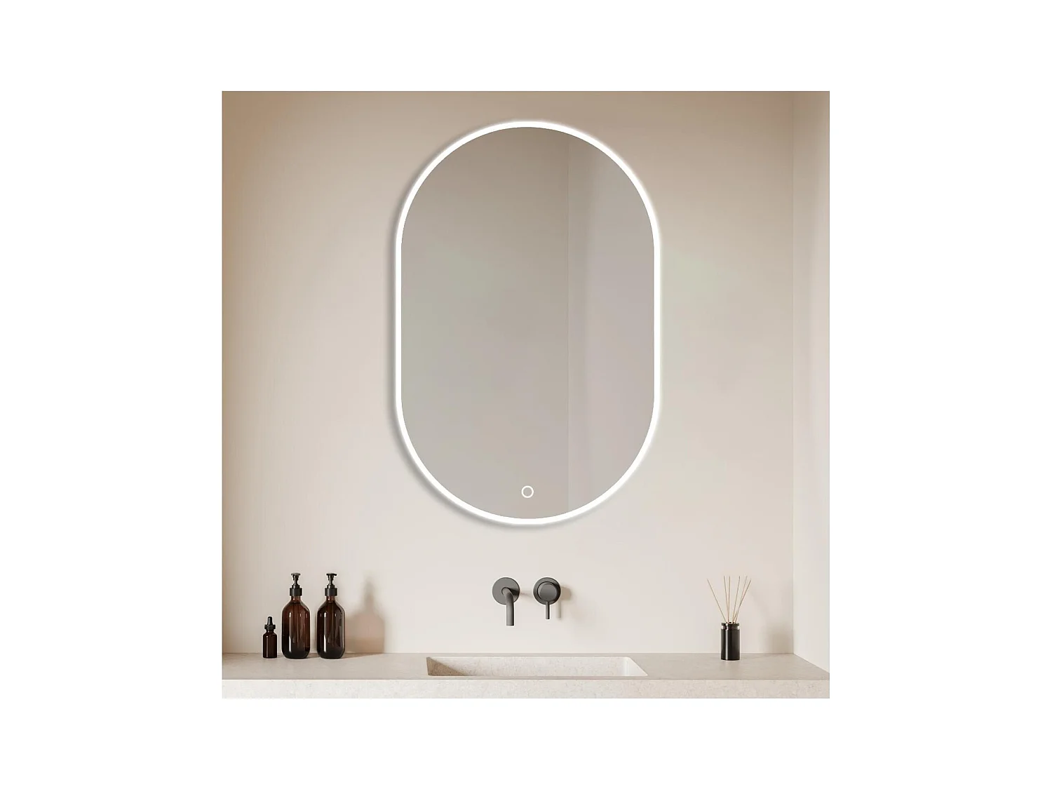 Miroir LED ovale 85x50cm avec cadre rétro-éclairé
